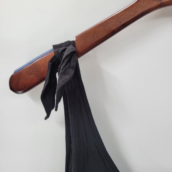 Forever 21 Babydoll Tank Womens S Black Rayon Scoop Neck Bow Tie Straps Flowy - Picture 12 of 13